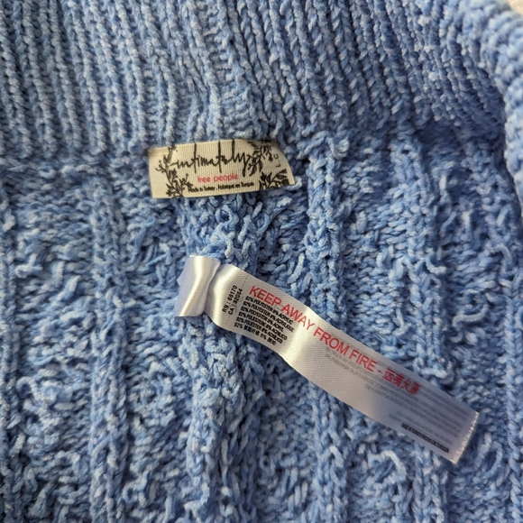 FREE PEOPLE women's cable knit sweater set blue size L. - Picture 11 of 12
